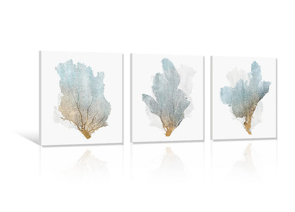 JAPO ART Delicate Coral Wall Decor for Bedroom Coastal Wall Art Home Decor Framed Sea Fan Pictures Nautical Prints Artwork for Bathroom Bedroom 16"x16"x3pcs