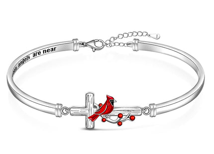 Cardinal Cross Gifts Bracelets for Women Sterling Silver Cardinal Bracelet
