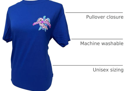 Southern Attitude Stay Salty Flower Turtle Sea Turtle Royal Blue T-Shirt