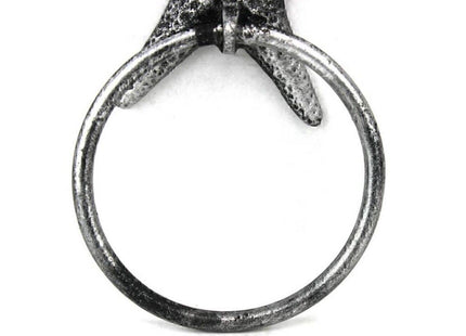 Antique Silver Cast Iron Starfish Towel Holder 8.5 Inch - Starfish Decoration - Sea Home Decor