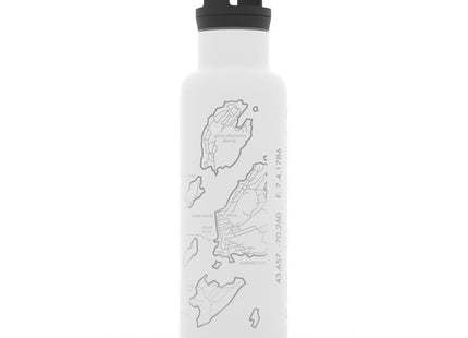 Well Told Engraved Portland Maine Map Insulated Water Bottle, Etched Stainless Steel Bottle (21 oz, White) City Map Insulated Bottle, Custom Insulated Water Bottle, Outdoor Drinkware
