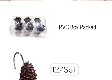 12-Pack Christmas Pinecone Decorative Shower Curtain Hook Bathroom Rod Hook