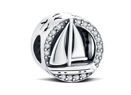 925 Sterling Silver Sailboat Sailing Ship Charm for Pandora Bracelets