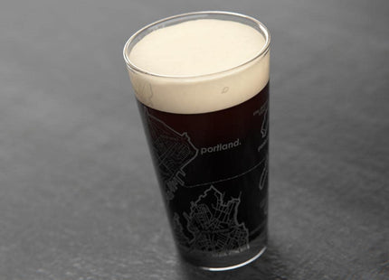 Well Told Engraved Portland Maine Map Pint Glass, Etched Beer Gift (16 oz, Clear) City Map Pint, Custom City Glassware, Gifts For Beer Lovers