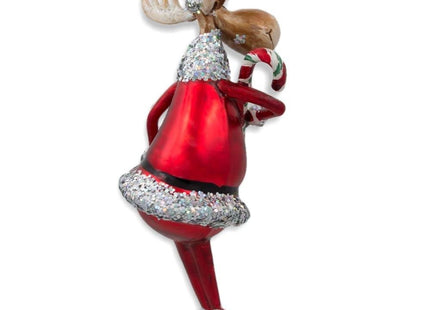 Chubby Moose Glass Christmas Ornament
