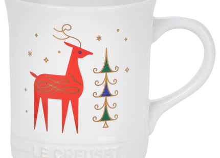 Le Creuset Stoneware Reindeer Mug, 14 oz., White w/Applique