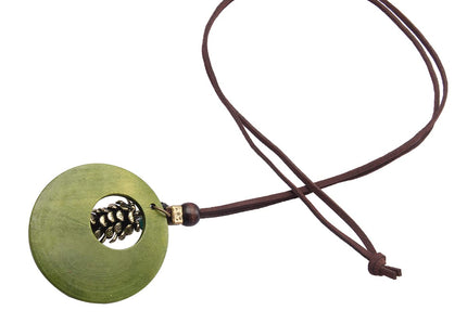 GelConnie Wood Pendant Necklace Bohemian Necklaces Pinecone Vintage Long Necklace Chunky Boho Necklaces for Women