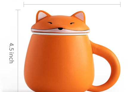 TANG PIN Orange Fox Infusion Mug, 13.5 OZ, Ceramic, Animal Coffee Mug
