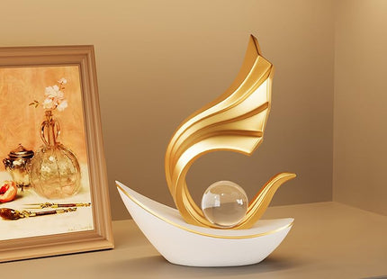 XYQXYQ Modern Nautical Sailboat Sculpture | Abstract Art Boat Statue | Living Room, Coffee Table, TV Stand & Boat Bookshelf Deco (White)