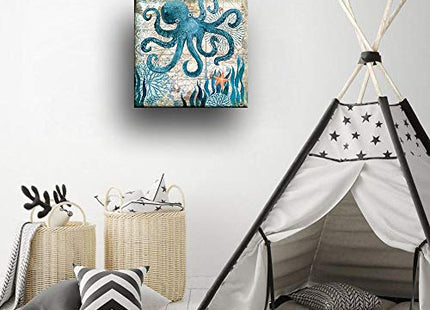 Niwo ART - Octopus, Sea Animail Canvas Wall Art Home Decor,Stretched Ready to Hang (20"x20"x1.5")