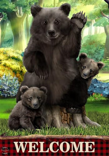 Black Bear Welcome Spring Garden Flag 18" x 12.5" Briarwood Lane