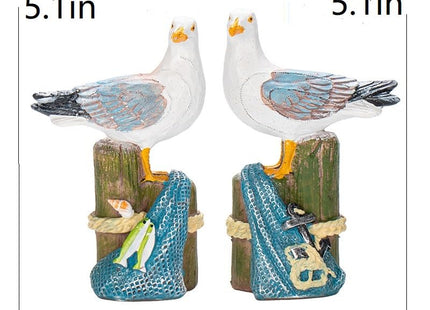 JJVIHAHA Resin Seagull Figurines Set of 2, 5.1 Inch Coastal Statues