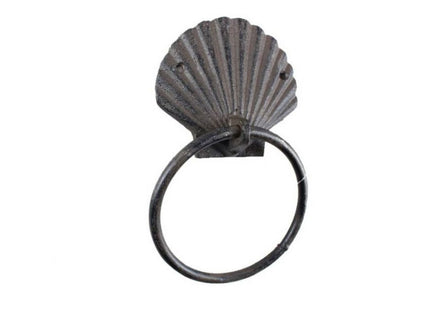 Cast Iron Seashell Towel Holder 8.5 Inch - Seashell Decoration - Sea Home Decor