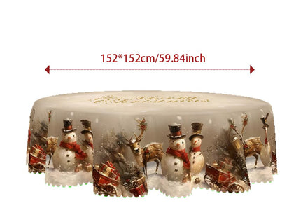 YOPINCO 60 Inch Round Christmas Tablecloth, Snowman Holiday Table Cover