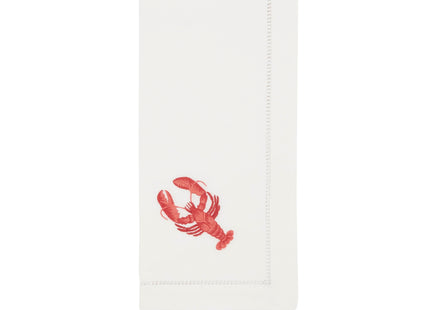 Handmade Lobster Embroidery Napkin with Hemstitched Border (Set of 6)