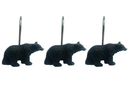 Twofishes Black Bear Lodge Shower Curtain Hooks Set of 12 Black Bear Lodge Shower Curtain Rins Set of 12