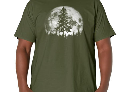 Retro Full Moon & Minimalist Pine Tree Vintage Graphic T-Shirt