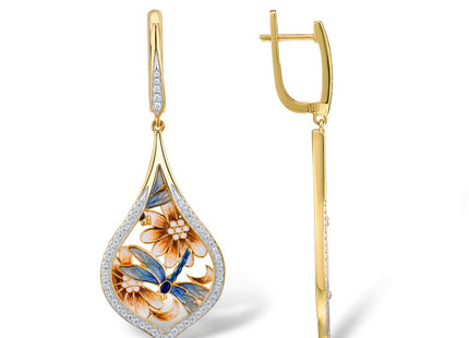 Santuzza 925 Sterling Silver Enamel Dragonfly Drop Earrings