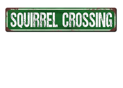 Squirrel Crossing Sign Metal Tin Sign 4x16 Inch