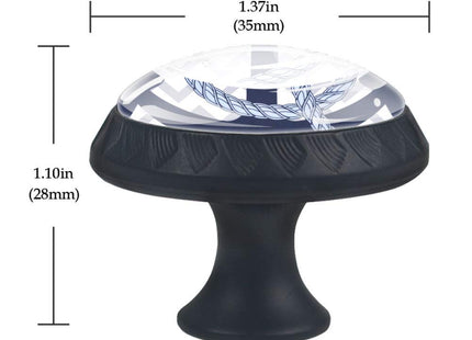 4 Pcs 35mm Nautical Anchor Cabinet Knobs Round Crystal Glass Drawer Handles Pull with Screws for Home, Office, Kitchen, Bathroom Cabinet, Dresser and Cupboard (1-3/8 Inches)