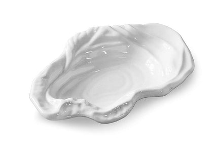 White Small Coastal Melamine Oyster Bowl by Beatriz Ball