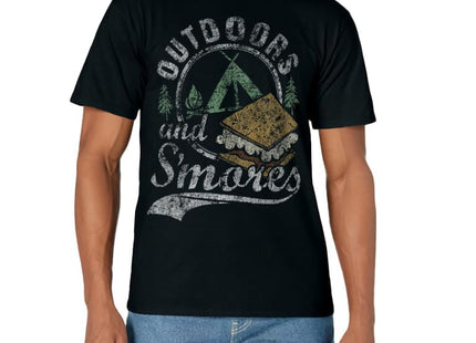 Outdoors & S'mores Funny Campfire Camping Distressed T-Shirt T-Shirt