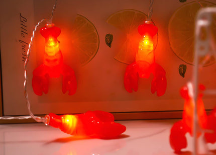 Amants01 Lobster String Lights Battery Operated 5ft 10 LEDs Lobster Indoor LED Lights Lobster Shaped Lamp Lights Party Decoration.