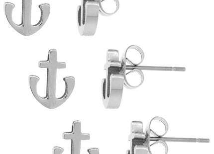Small Stainless Steel Anchor Stud Earrings 1-10 Pack 3/8 inch