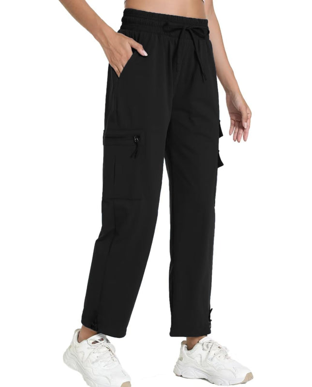 Quick Dry Lightweight Women's Hiking Cargo Pants With 5 Pockets(Black XL)