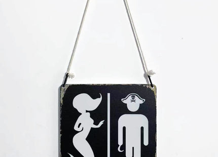 Nautical Restroom Sign - Pirate and Mermaid Themed Decor for Beach and Ocean Inspired Bathrooms | Funny Bathroom Sign, 12" * 8" (515)