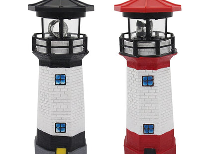 Trivolein LED Solar Powered Lighthouse, Indoor Outdoor Lighthouse with Rotating Beacon LED Lights, Courtyard Waterproof Landscape Lights for Garden Patio Landscape Outside Yard Gifts Black