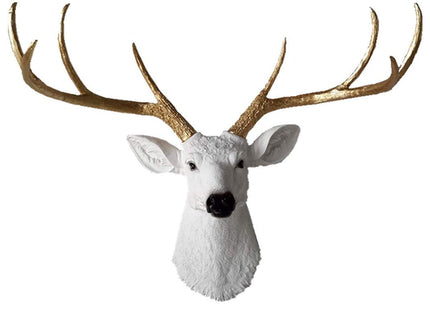 YJ Home Larger Faux Deer Head - Rustic Wall Decor Deer Antlers,Faux Taxidermy Animal Head Wall Decor - Handmade Farmhouse Decor