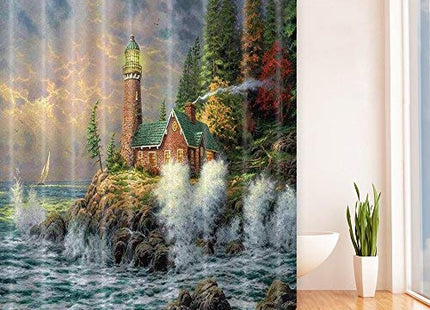 Shocur Nautical Lighthouse Shower Curtain, 72 x 72 Inch Bathroom Decor Set