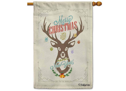 KafePross Merry Christmas Decorations Deer Bell Decorative House Flag Happy New Year Home Decor Banner for Outdoor 28x40 Inch Double Sided