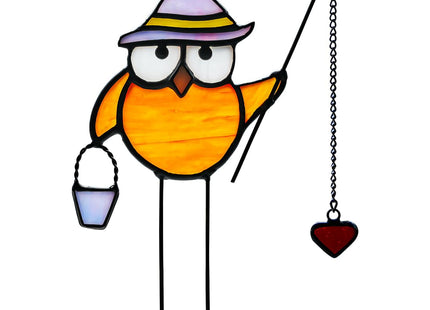 HAOSUM Owl Stained Glass Suncatcher for Window Hanging,Owl Gifts for Women