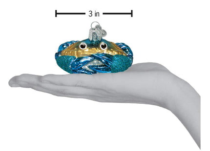 Old World Christmas Blue Crab Glass Blown Ornament for Christmas Tree, Handcrafted Holiday Decoration, Sea Collection