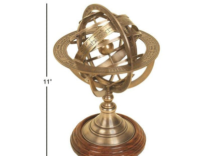 Vinatge Engraved Brass Tabletop Armillary Nautical Sphere Globe