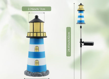 AQEENURA Solar Lighthouse, 2 PCS, 7 Colors Changing