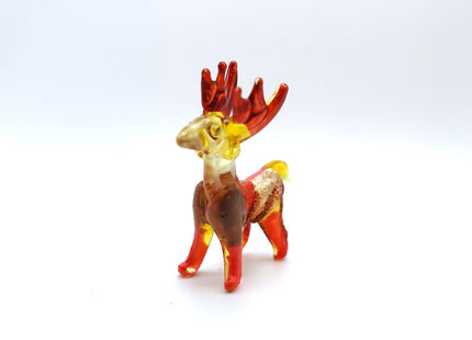 Sansukjai Deer Tiny Figurines Hand Blown Color Glass Art Animals Collectible Gift Home Decor (Brown)