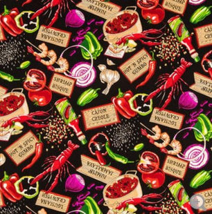 Potholder set in a Lobster and Shrimp Cajun Fabric Print by Sewuseful Studios