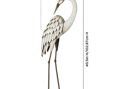 Regal Art & Gift Metal Egret Statue – Coastal Heron Garden Sculpture, Elegant Bird Decor for Lawn, Patio, or Beach House Yard – Sturdy Outdoor Standing Crane Ornament, 15.25""L x 8.25""W x 40.5""H