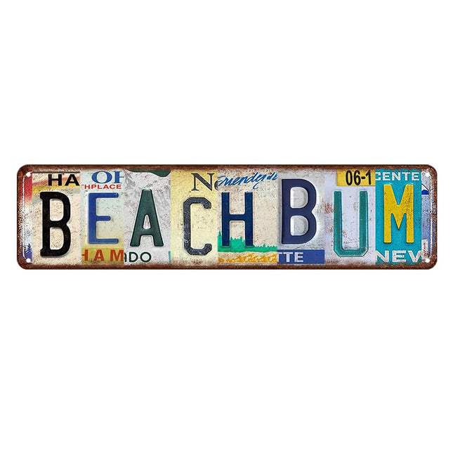Beach Wall Decor Beachy Room Sign Beach Decorations For Home Skateboard Wall Art Vintage Surf Metal Tin Signs Coastal Summer Bedroom Decor Aesthetic Beach Bum Blvd Signs Coastal Themed Gifts 4x16 Inch