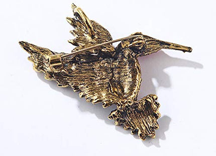 Hummingbird Gift for Women Girl Hummingbird Brooch Rhinestone Animal Pin Corsage Lapel Backpack Pin Christmas Anniversary Decorative Accessory Jewelry (Silver Blue)