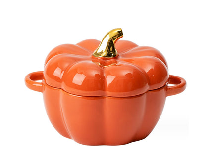 FTNESGYM Pumpkin Soup Bowl, 15.2oz Ceramic Halloween Pumpkin Bowl with Lid