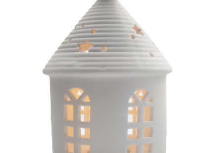 Yeerockal Ceramic Lighthouse Home Decoration Tabletop Handcarved Porcelain Figures with LED Light Battery Included