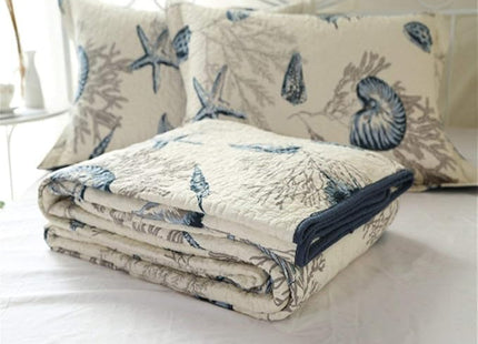LIVILAN Nautical Theme Bedspread 3-Piece Reversible Queen Quilt Set, Cotton Fabric All-Season Coastal Beach Quilts Coverlet Set, Navy Blue Quilt (90 X 98 '') 2 Pillowcases (20 X 27'')