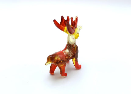 Sansukjai Deer Tiny Figurines Hand Blown Color Glass Art Animals Collectible Gift Home Decor (Brown)