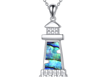 ONEFINITY Lighthouse Necklace for Women Sterling Silver Lighthouse Pendant Necklace Birthday Jewelry Gift for Lover (Abalone shell)