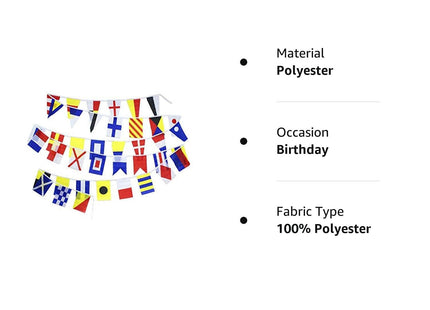 Flaglink International Marine Navy Signal Code Flag Set Of 40 Flags 8x12 inches - Length 40 Fts - Nautical Maritime Boat Ship Vessel Nautical Theme Decoration For Patry