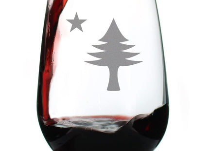 Bevvee Old Maine Flag - Stemless Wine Glass - Original 1901 State of Maine Flag Gifts for Women & Men Mainers - Large 17 Ounce